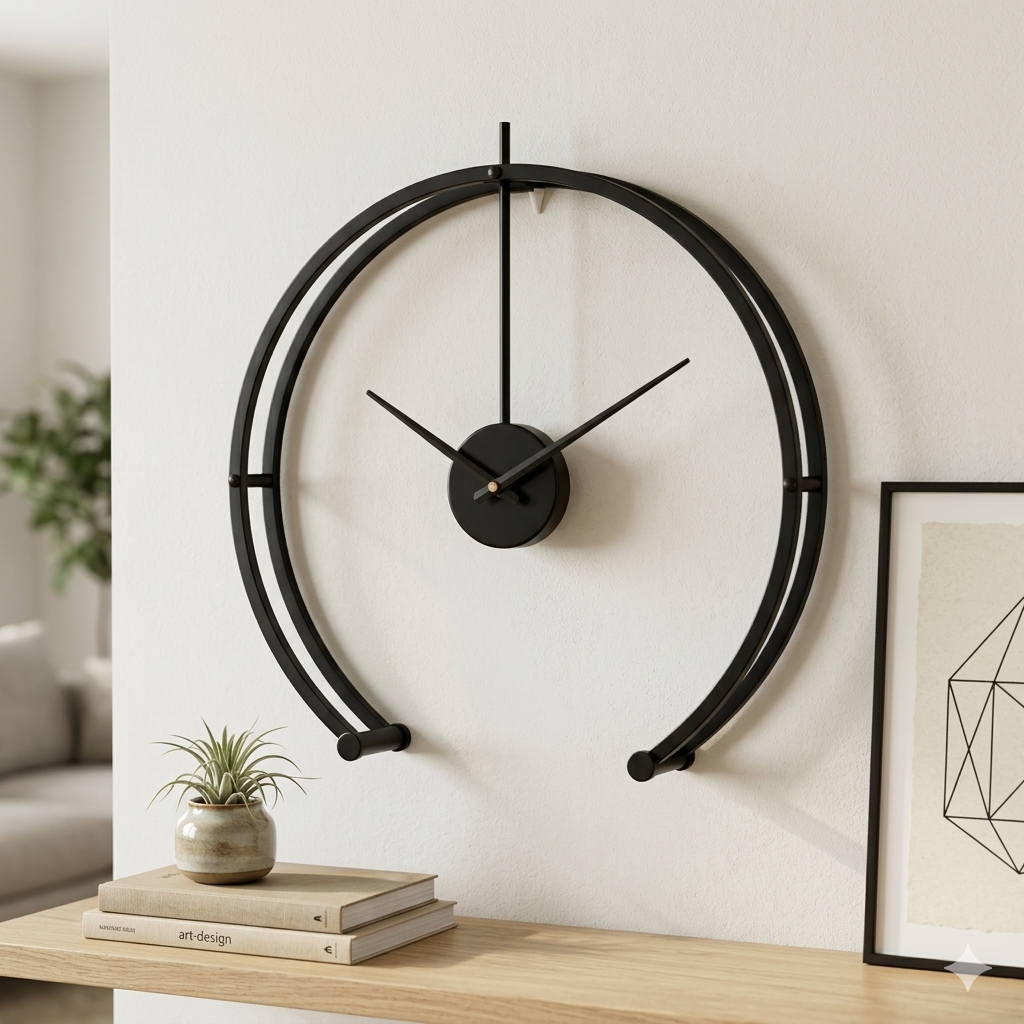 Horloge Murale Design Fer Noir 50 cm Silencieuse